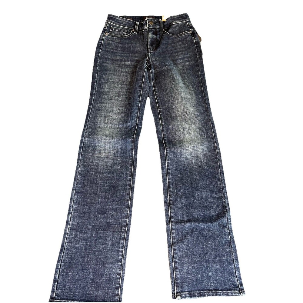 NYDJ Marilyn Straight Leg Jeans Medium Blue Sz 2 Waist 28 inch Inseam 31 Inch.